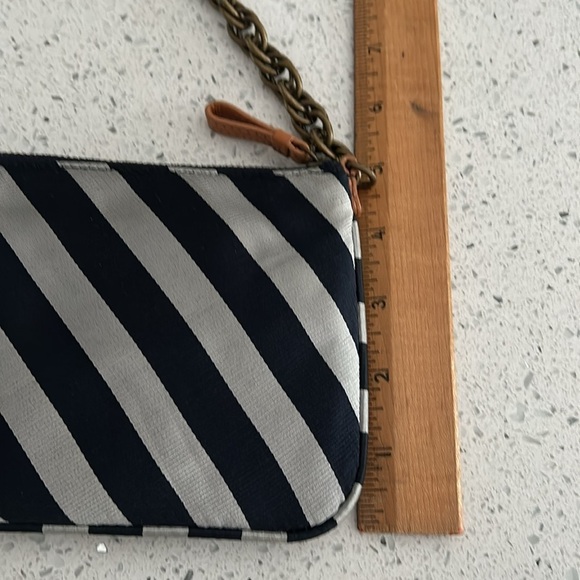 NWT Vintage J. Crew Y2K 2000s Silk Chain Strap Striped Bag Purse in Blue Stripes - Picture 10 of 11